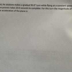 An airplane makes a gradual 90 turn