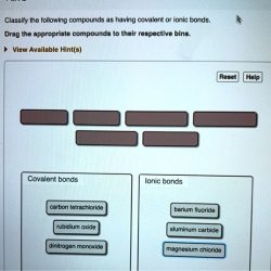 Classify the following compounds as having covalent or ionic bonds.